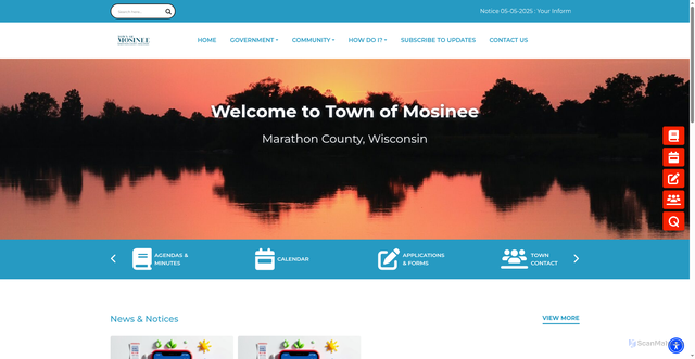 Security scan screenshot of https://townofmosineewi.gov/
