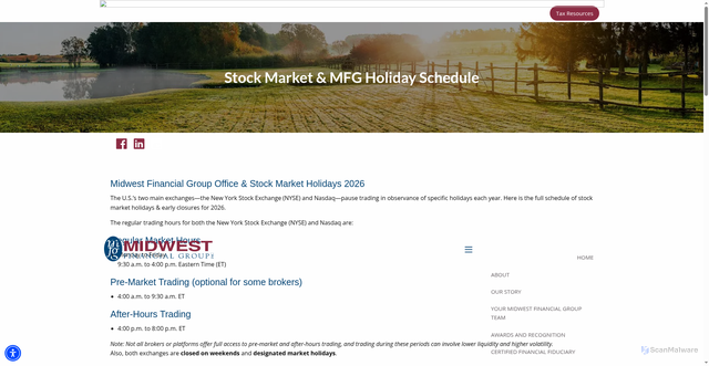 Security scan screenshot of https://www.mfgteam.com/stock-market-mfg-holiday-schedule