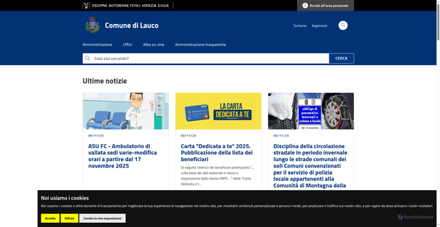 Security scan screenshot of https://www.comune.lauco.ud.it/