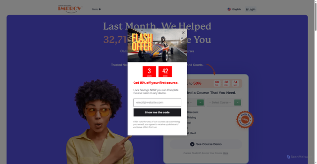 Security scan screenshot of https://myimprov.com