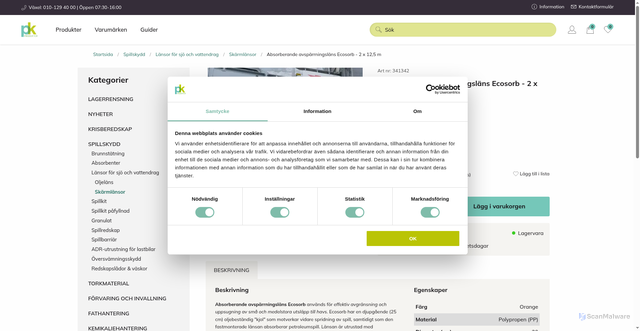 Security scan screenshot of https://ecosorb.se