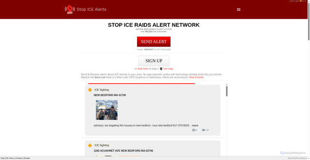 Security scan screenshot of https://www.stopice.net/