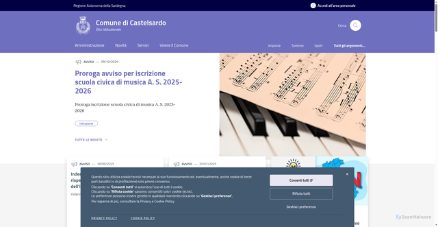 Security scan screenshot of https://www.comune.castelsardo.ss.it/