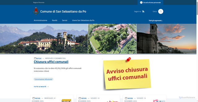 Security scan screenshot of https://www.comune.sansebastianodapo.to.it/