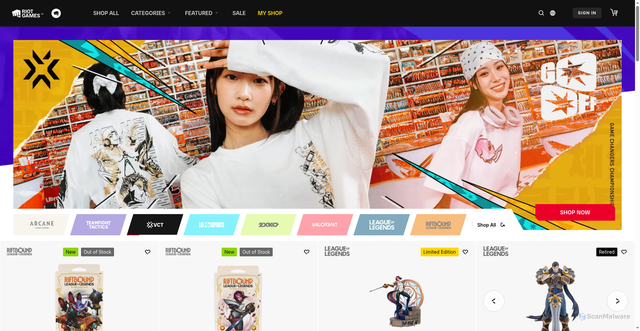 Security scan screenshot of https://checkout.merch.riotgames.com