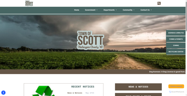 Security scan screenshot of https://townofscottsheboyganwi.gov/