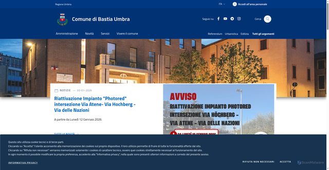 Security scan screenshot of https://www.comune.bastia.pg.it/