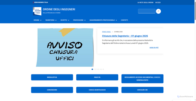 Security scan screenshot of https://www.ordineingegneri.fermo.it