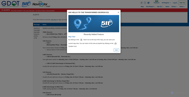 Security scan screenshot of http://511ga.org/List/Alerts