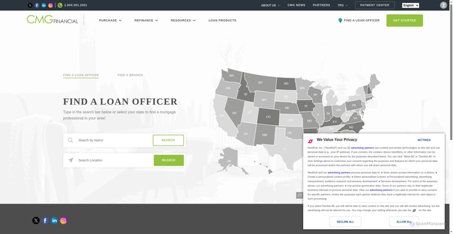 Security scan screenshot of https://www.cmgfi.com/find-loan-officer
