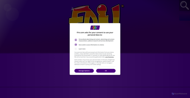 Security scan screenshot of https://www.friv.com