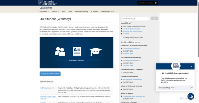 Security scan screenshot of https://tech.rochester.edu/services/urstudent/