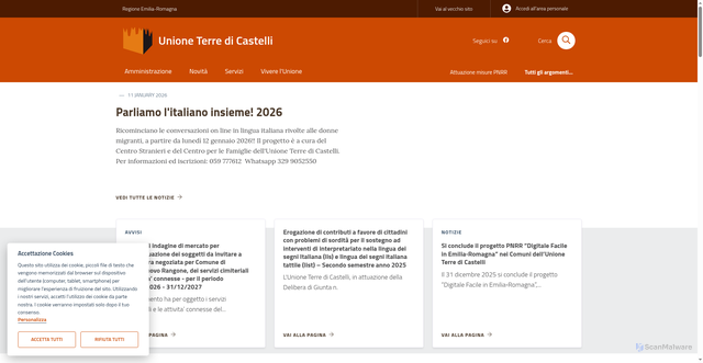 Security scan screenshot of https://www.unione.terredicastelli.mo.it/