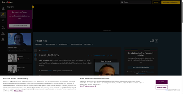 Security scan screenshot of https://priest.fandom.com/wiki/Paul_Bettany