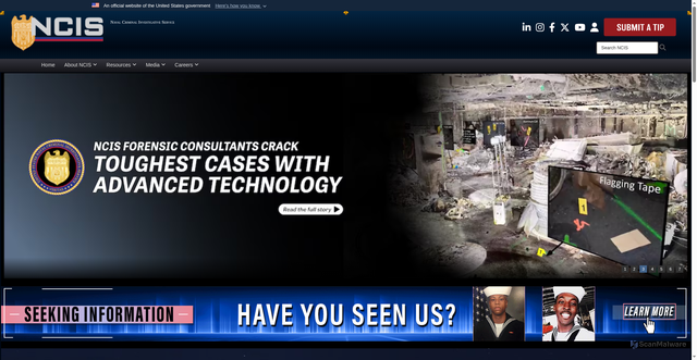 Security scan screenshot of https://www.ncis.navy.mil/