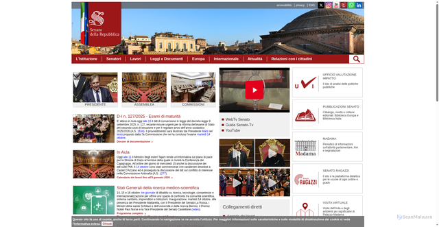 Security scan screenshot of https://www.senato.it/home