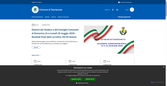 Security scan screenshot of https://www.comune.taurianova.rc.it
