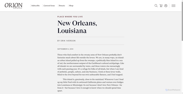 Security scan screenshot of https://orionmagazine.org/article/new-orleans-louisiana-8323/