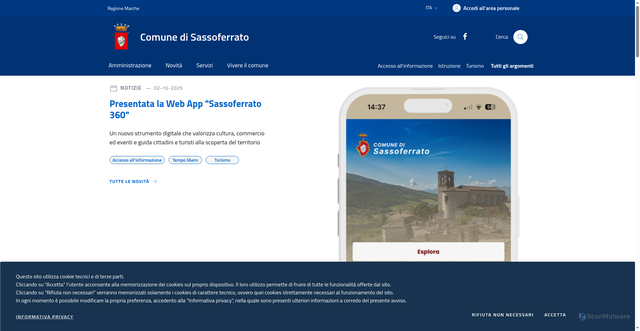 Security scan screenshot of https://www.comune.sassoferrato.an.it/