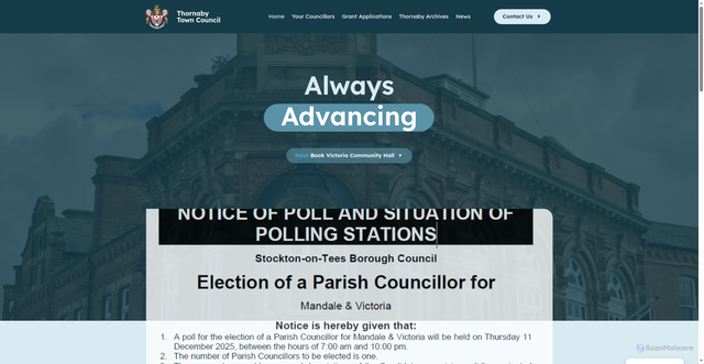 Security scan screenshot of https://thornabytowncouncil.gov.uk/