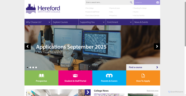 Security scan screenshot of https://www.hereford.ac.uk/