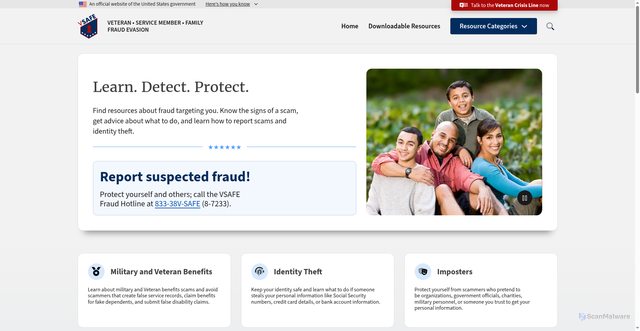 Security scan screenshot of https://vsafe.gov/