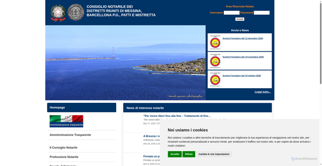 Security scan screenshot of https://www.consiglionotarilemessina.it/