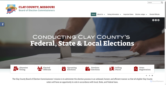 Security scan screenshot of https://www.voteclaycountymo.gov/
