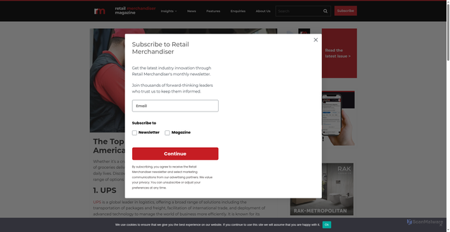 Security scan screenshot of https://retail-merchandiser.com/news/the-top-9-pick-up-and-delivery-services-in-america/