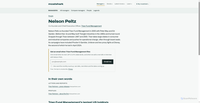 Security scan screenshot of https://www.moatshark.com/p/nelson-peltz