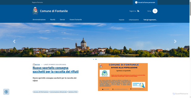 Security scan screenshot of https://www.comune.fontanile.at.it