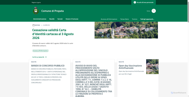 Security scan screenshot of https://www.comune.propata.ge.it/