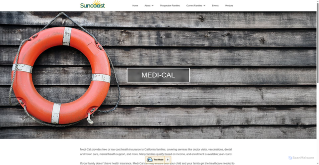Security scan screenshot of https://suncoastprep.org/current-families/resources/medi-cal