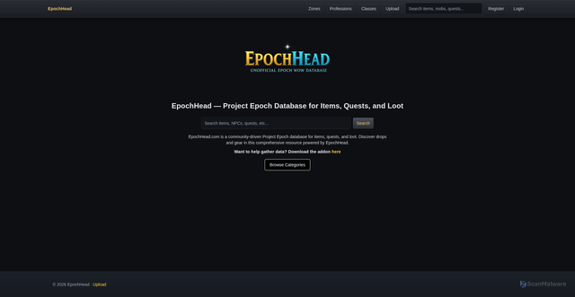 Security scan screenshot of https://epochhead.com/
