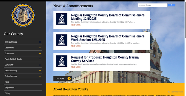 Security scan screenshot of https://houghtoncounty.gov/