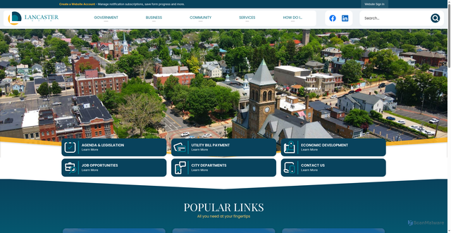 Security scan screenshot of https://www.lancasterohio.gov/