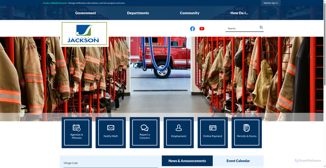 Security scan screenshot of https://villageofjacksonwi.gov/