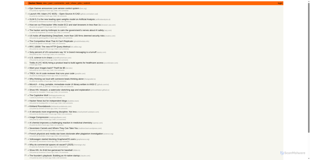 Security scan screenshot of https://news.ycombinator.com