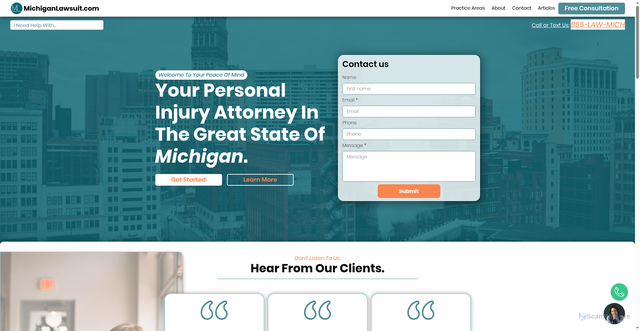 Security scan screenshot of https://www.michiganlawsuit.com/