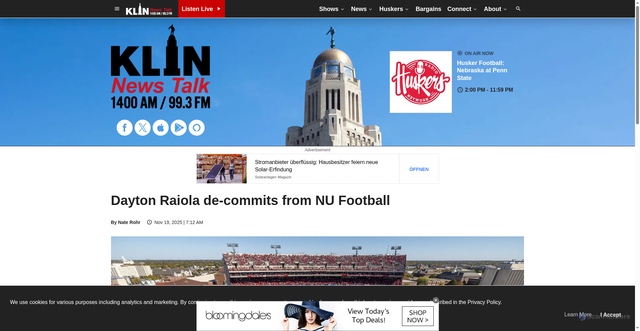 Security scan screenshot of https://klin.com/2025/11/19/dayton-raiola-de-commits-from-nu-football/