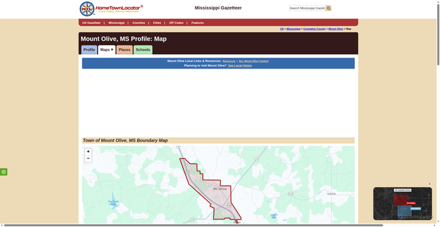 Security scan screenshot of https://mississippi.hometownlocator.com/cities/map,n,mount%20olive-ms,fid,674103.cfm