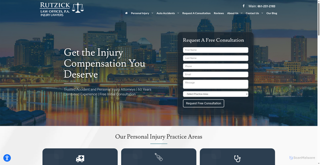 Security scan screenshot of https://www.rutzicklawoffices.com/