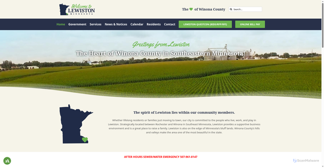 Security scan screenshot of https://www.lewistonmn.gov/