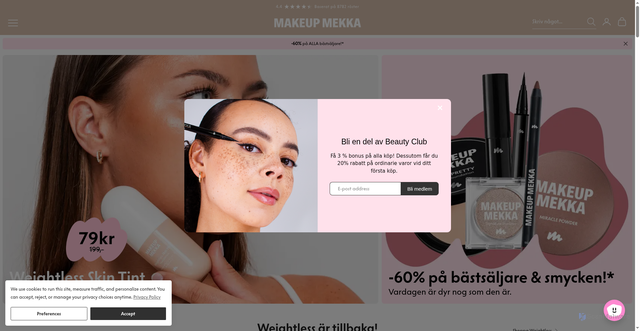 Security scan screenshot of https://makeupmecca.se