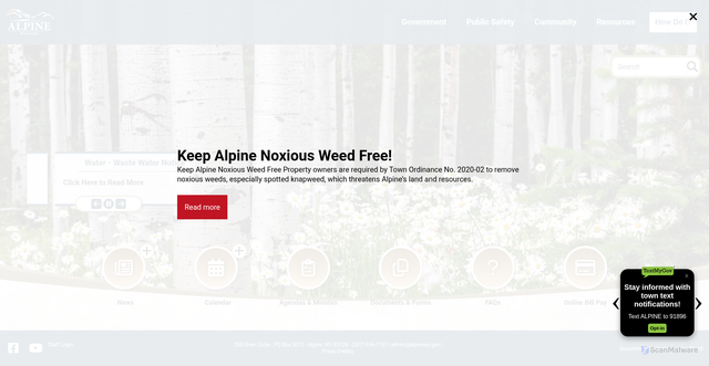 Security scan screenshot of https://www.alpinewy.gov/