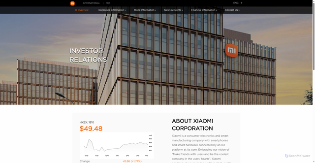 Security scan screenshot of https://ir.mi.com/