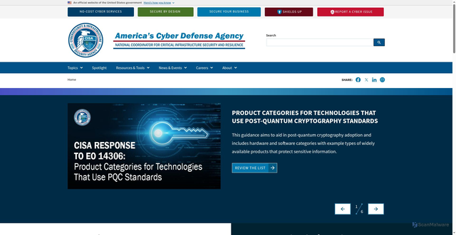 Security scan screenshot of https://cisa.gov