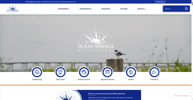 Security scan screenshot of https://oceansprings-ms.gov/