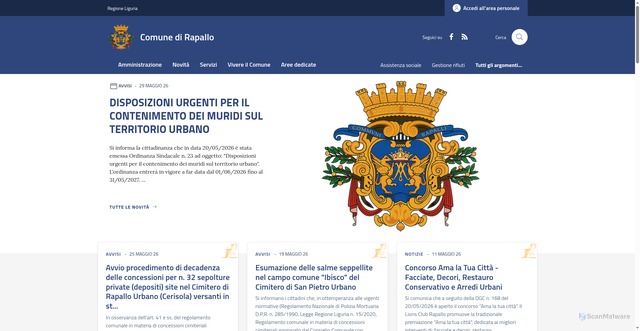 Security scan screenshot of https://www.comune.rapallo.ge.it