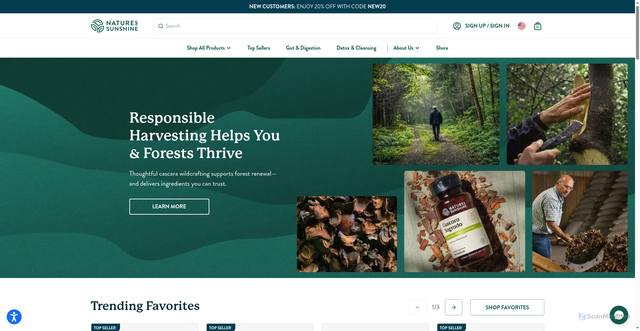 Security scan screenshot of https://naturessunshine.com
